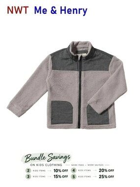 Me & Henry Grey Fleece Lightweight Jacket - size 12/18M